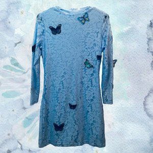 Blue Butterfly Lace Dress